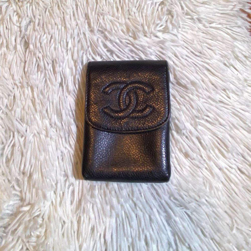 Chanel Black Caviar Leather Cigarette Case